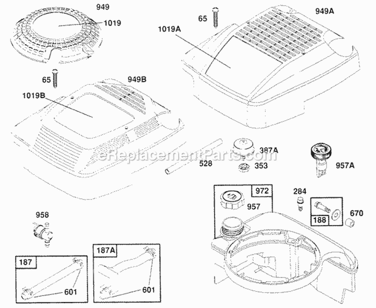 Fuel Tank AssyCoversHoses Diagram and Parts List for 121802-0444-01  Briggs and Stratton Engine